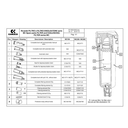 CAMOZZI Filter Element C238-F12/3